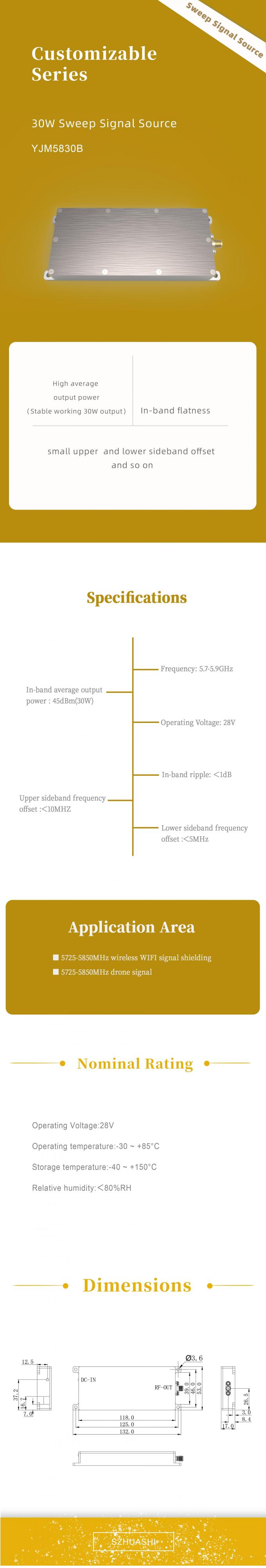 Power Module Shielding 5.8G 30W Wireless Signal Shielding RF Power Amplifier Module for 5150 ...